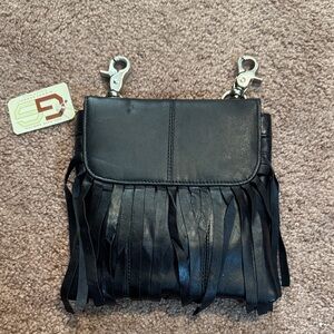 NWT Giromy Samoni genuine leather fringe belt loop purse/crossbody bag